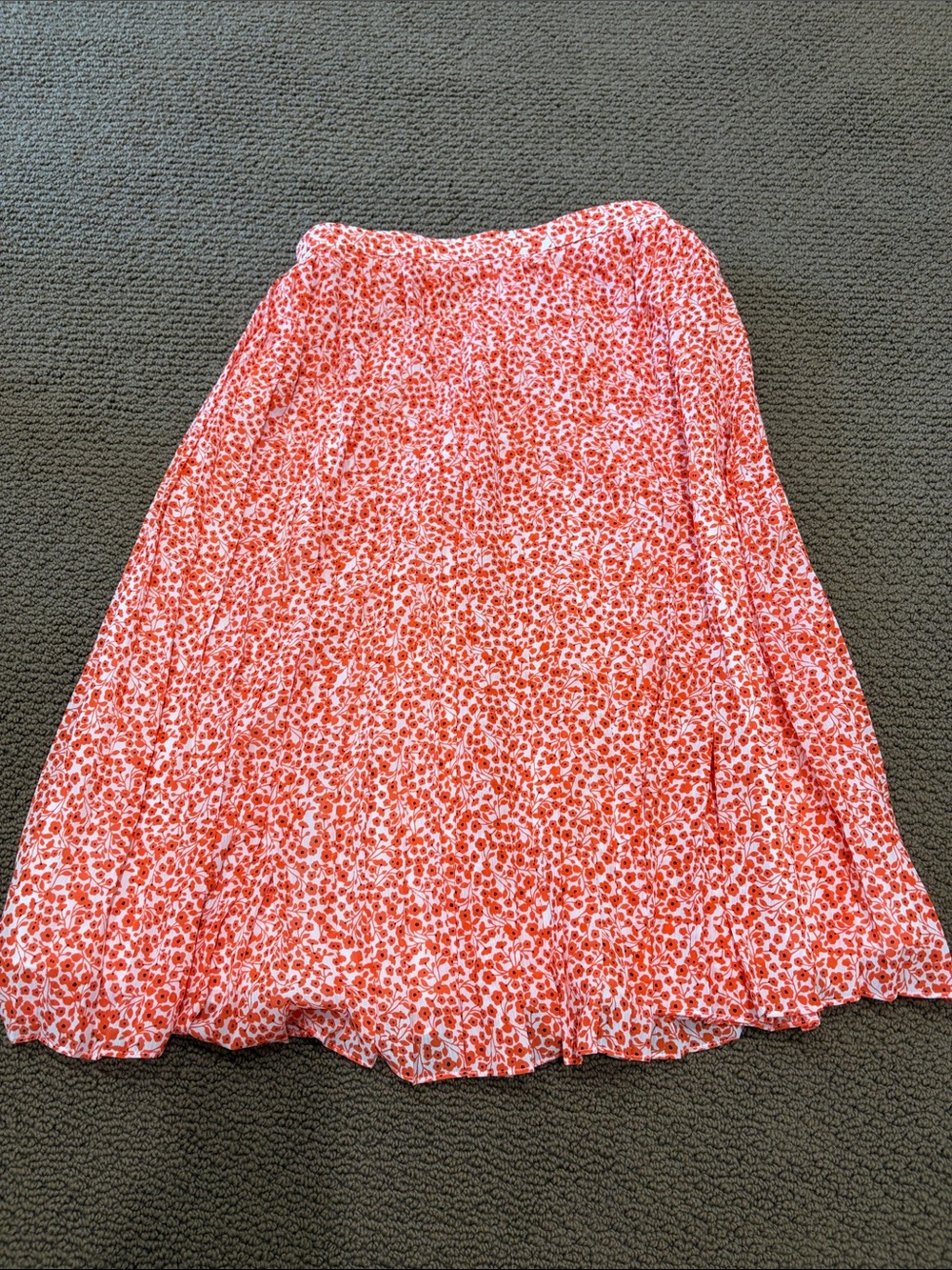 J.Crew factory Red Printed Pleated Midi Skirt
